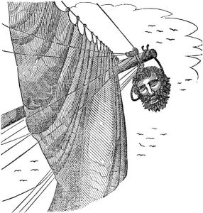 Captain Maynard hung Blackbeard's head from the bowsprit of his ship